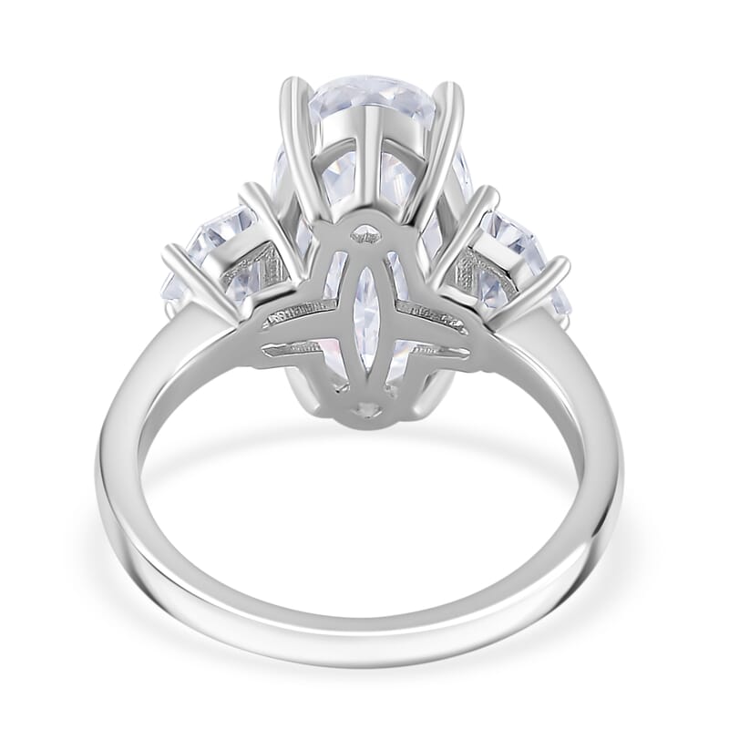 Moissanite 5.50 ctw Ring in Rhodium Over Sterling Silver (Size 10.0)