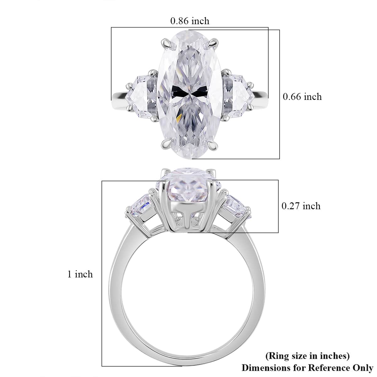 Moissanite 5.50 ctw Ring in Rhodium Over Sterling Silver (Size 10.0) image number 5