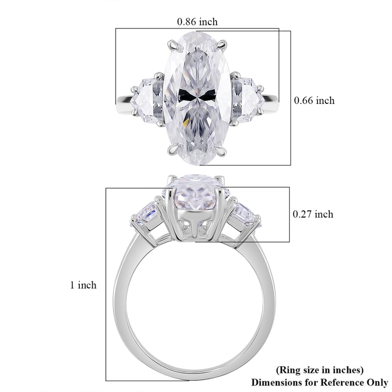 Moissanite 5.50 ctw Ring in Rhodium Over Sterling Silver (Size 10.0)