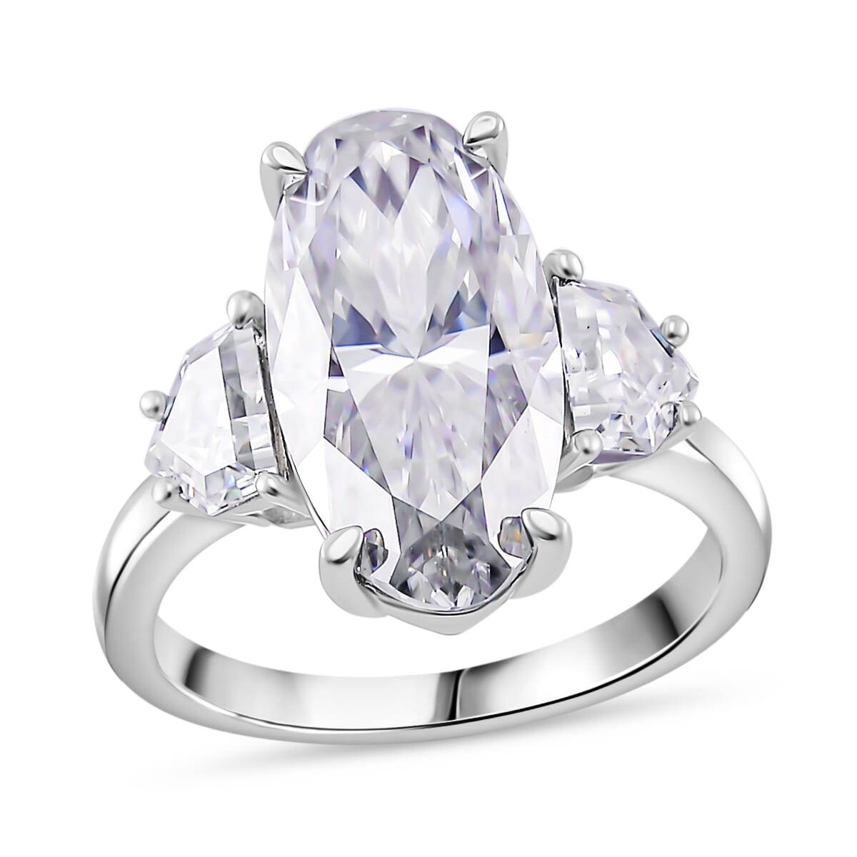 Moissanite 5.50 ctw Ring in Rhodium Over Sterling Silver (Size 6.0) image number 0