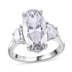 Moissanite 5.50 ctw Ring in Rhodium Over Sterling Silver (Size 6.0)