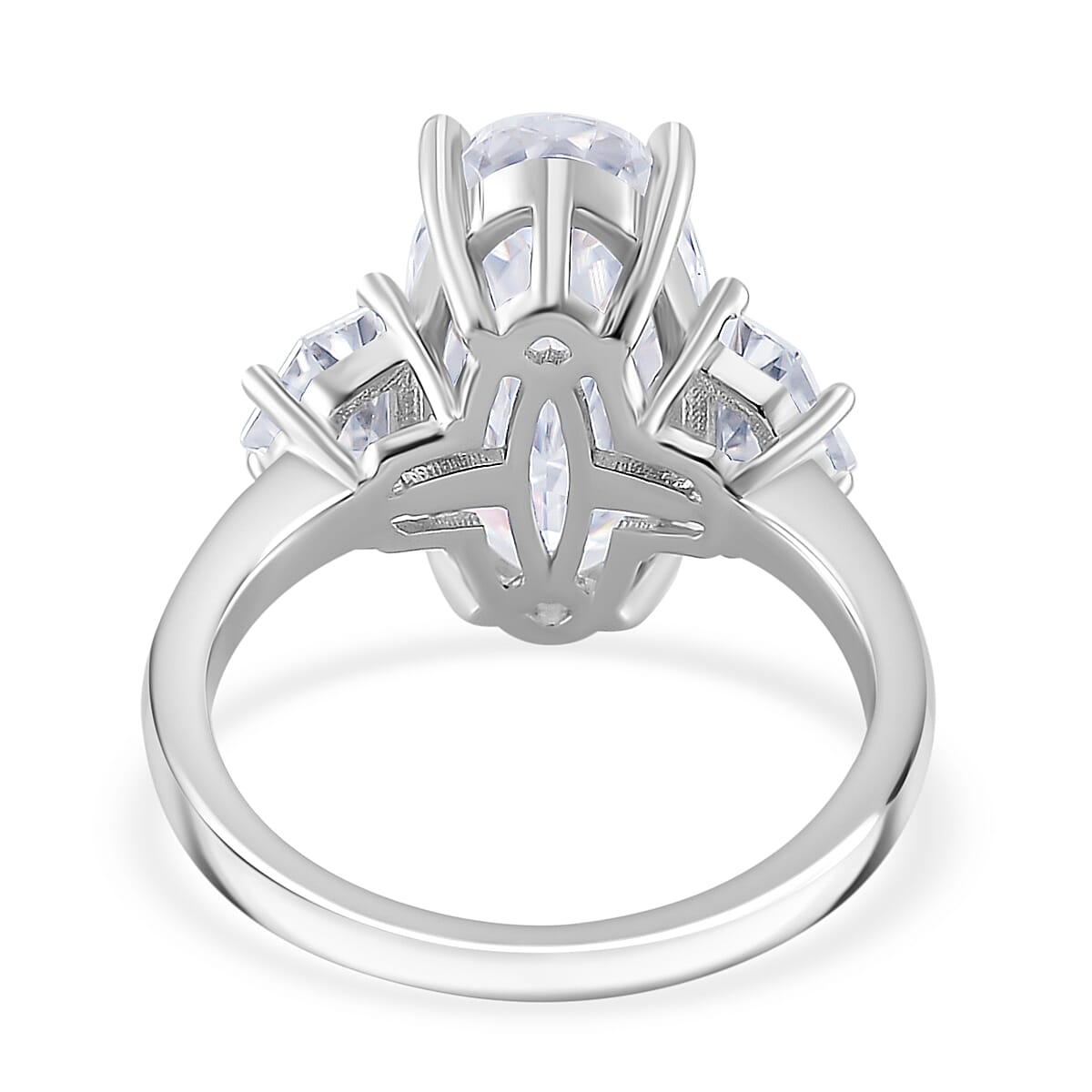 Moissanite 5.50 ctw Ring in Rhodium Over Sterling Silver (Size 8.0) image number 3