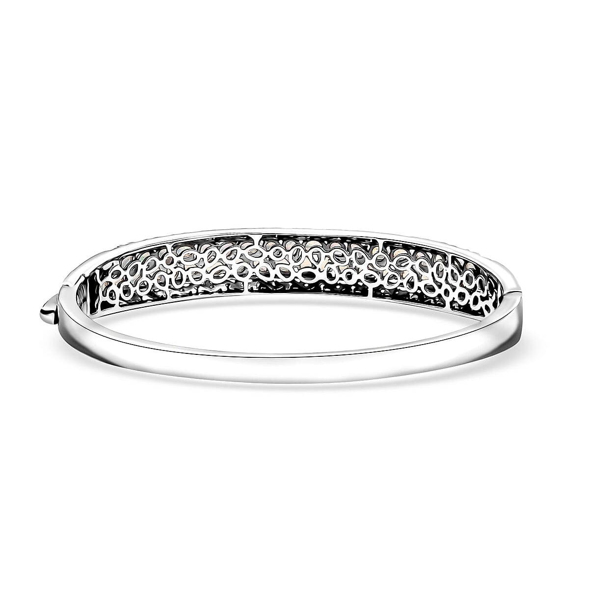 Ethiopian Welo Opal 4.35 ctw Aurora Cascade Bangle Bracelet in 18K Vermeil YG and Rhodium Over Sterling Silver (7.25 In) image number 4