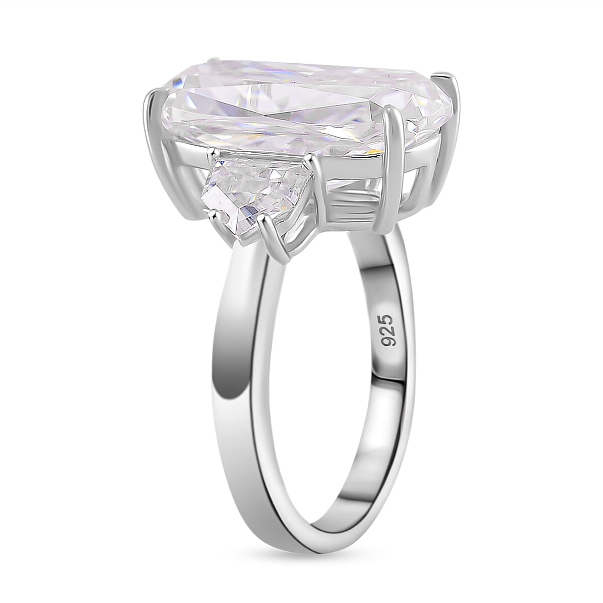 Moissanite 7.00 ctw Ring in Rhodium Over Sterling Silver (Size 10.0) image number 3