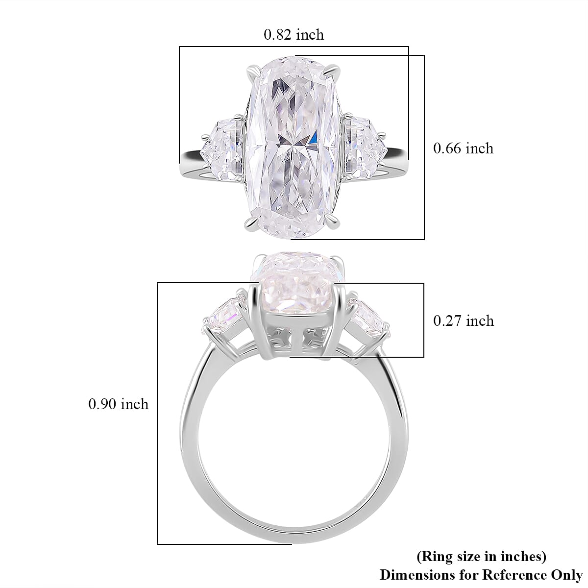 Moissanite 7.00 ctw Ring in Rhodium Over Sterling Silver (Size 10.0) image number 4