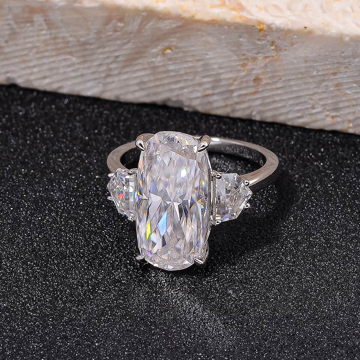 Moissanite 7.00 ctw Ring in Rhodium Over Sterling Silver (Size 6.0) image number 1