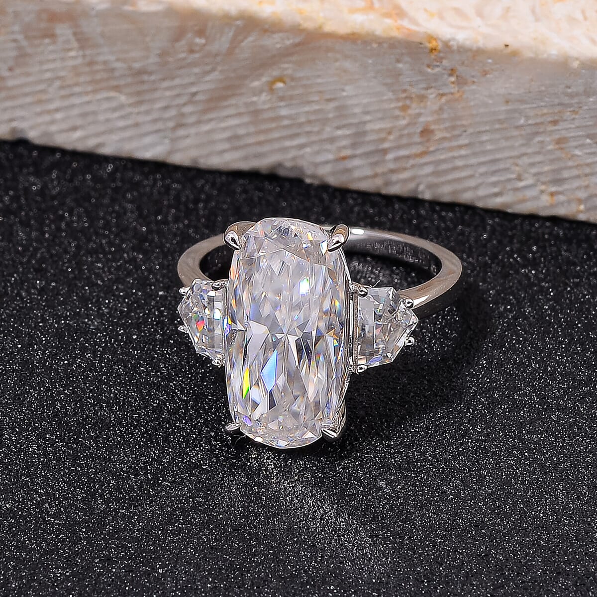 Moissanite 7.00 ctw Ring in Rhodium Over Sterling Silver (Size 7.0) image number 1