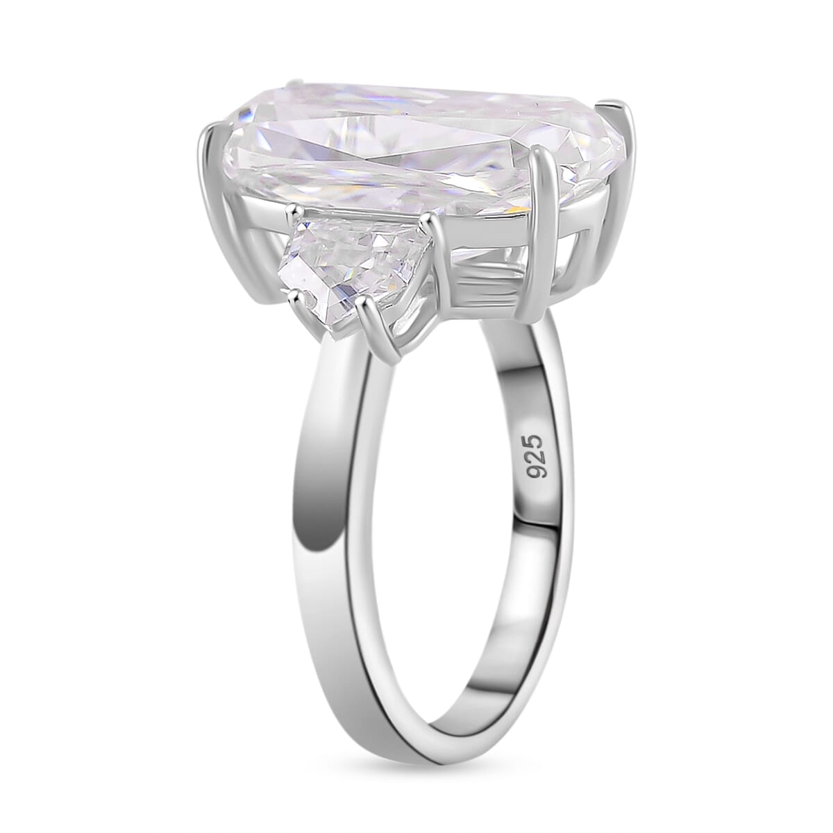 Moissanite 7.00 ctw Ring in Rhodium Over Sterling Silver (Size 7.0) image number 3