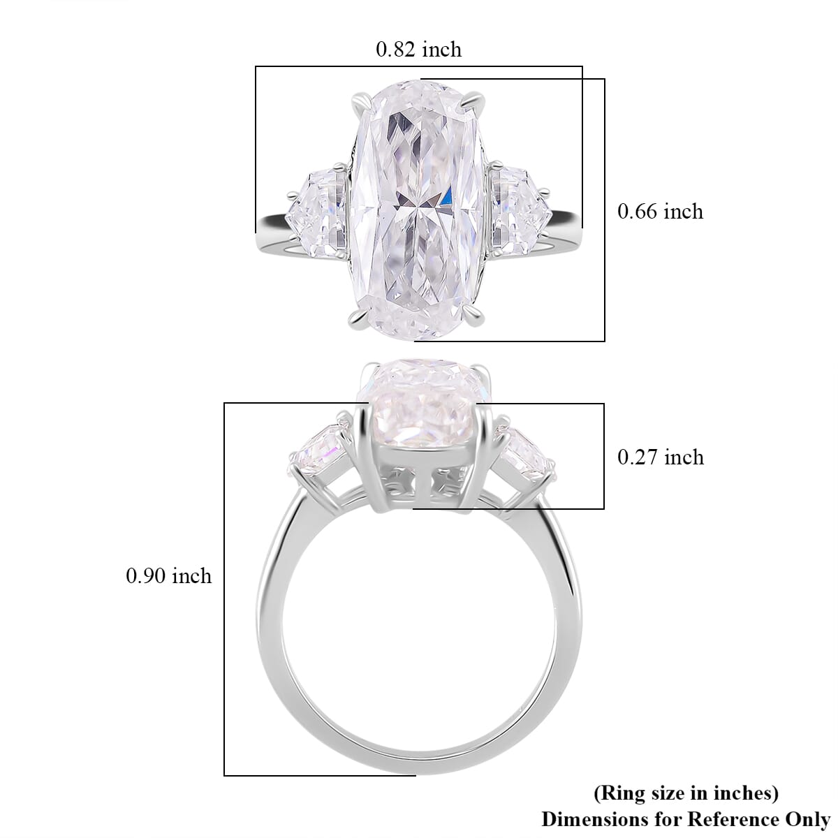 Moissanite 7.00 ctw Ring in Rhodium Over Sterling Silver (Size 7.0) image number 4