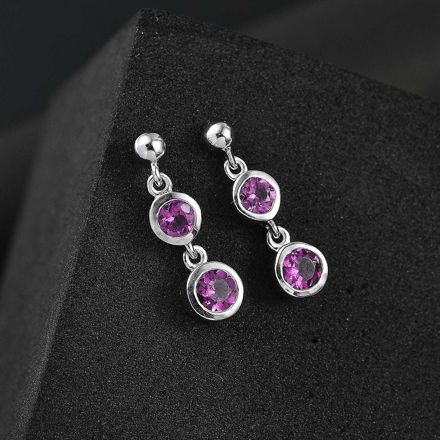 Radiant Ember Garnet 1.20 ctw Earrings in Rhodium Over Sterling Silver