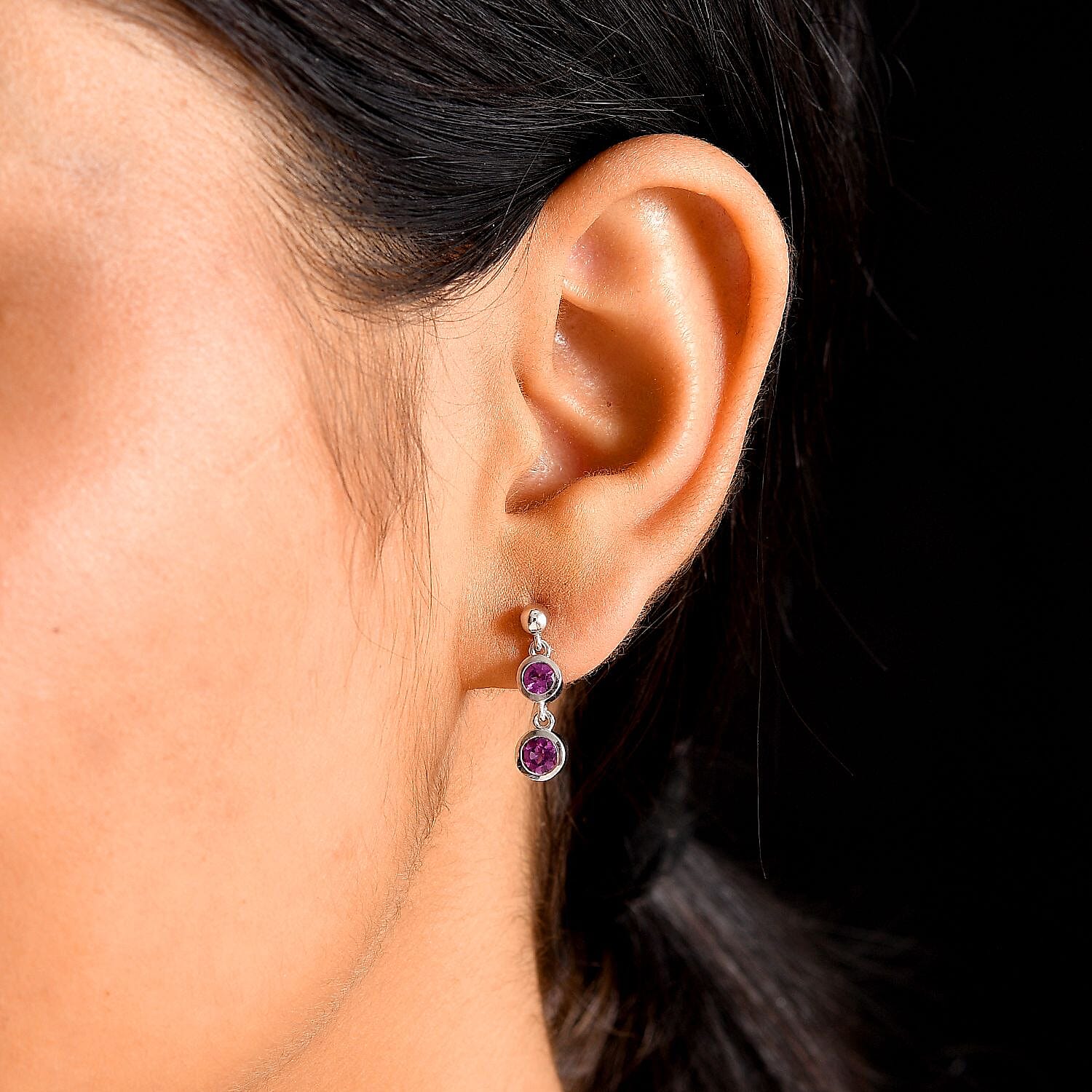Radiant Ember Garnet 1.20 ctw Earrings in Rhodium Over Sterling Silver
