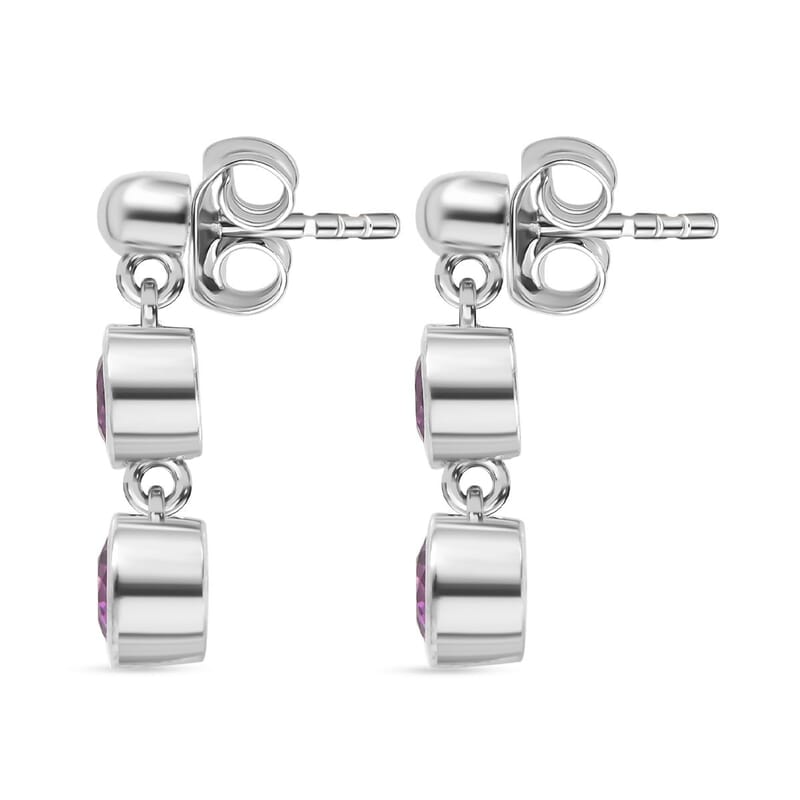 Radiant Ember Garnet 1.20 ctw Earrings in Rhodium Over Sterling Silver