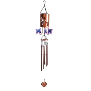 Butterfly Metal Solar Windmill with Wind Chime and 1 Bright LED (300 mAh)