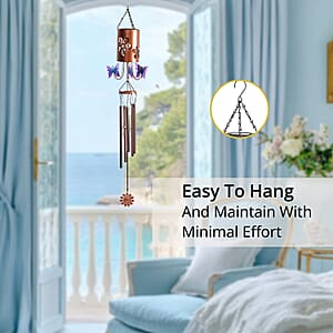Butterfly Metal Solar Windmill with Wind Chime and 1 Bright LED (300 mAh)