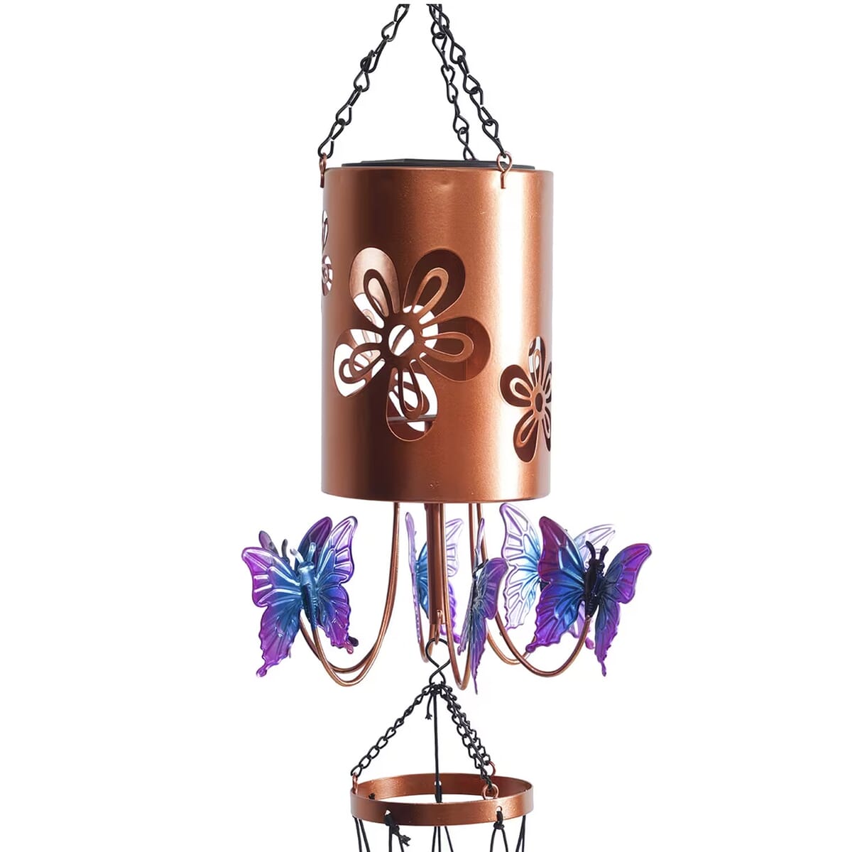 Butterfly Metal Solar Windmill with Wind Chime and 1 Bright LED (300 mAh) image number 7