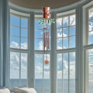 Humming Bird Metal Solar Windmill with Wind Chime and 1 Bright LED (300 mAh)