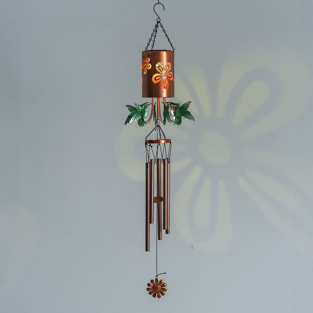 Humming Bird Metal Solar Windmill with Wind Chime and 1 Bright LED (300 mAh) image number 1