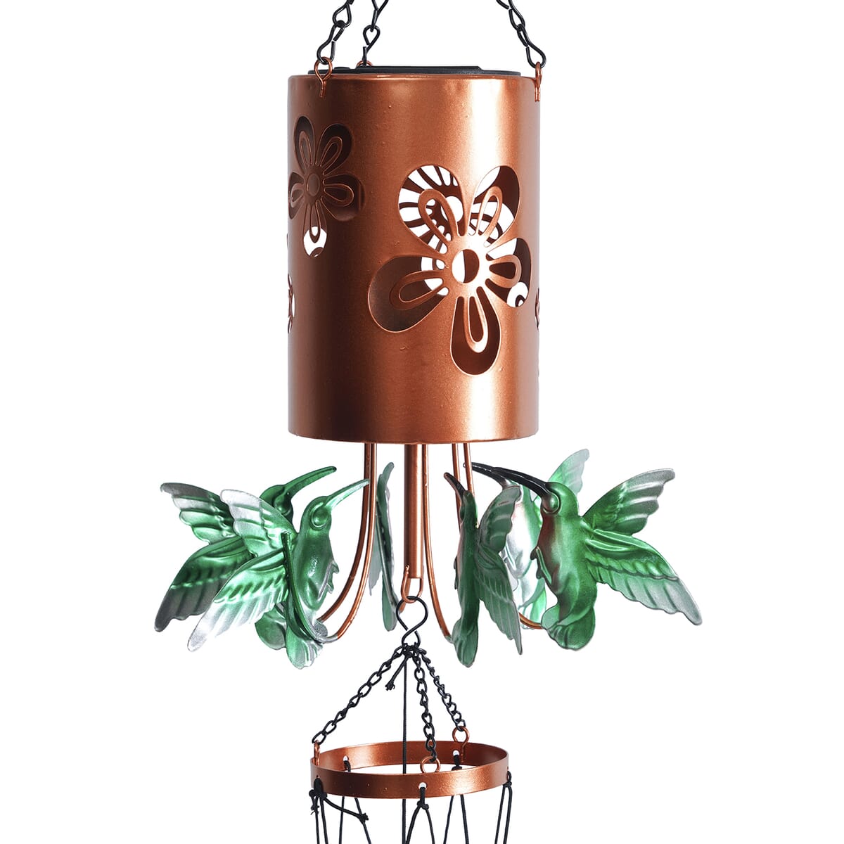 Humming Bird Metal Solar Windmill with Wind Chime and 1 Bright LED (300 mAh) image number 2