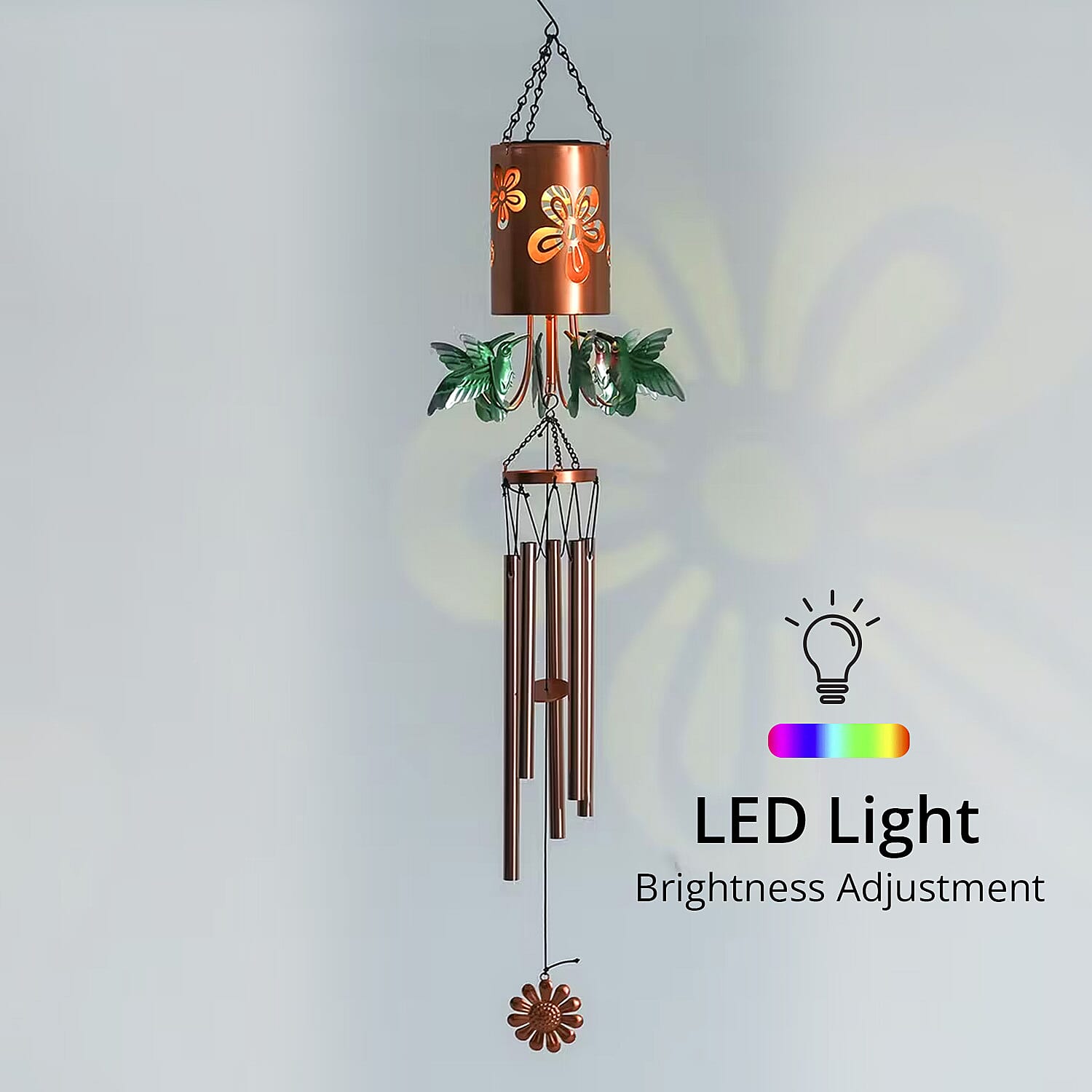 Butterfly Metal Solar Windmill with Wind Chime and 1 Bright LED (300 mAh)