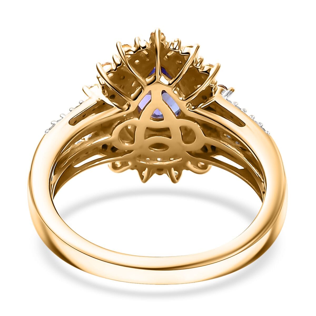 AAA Tanzanite, Yellow Sapphire and Diamond 1.80 ctw Starlight Crown Ring in 18K Vermeil Yellow Gold Over Sterling Silver (Size 10.0) image number 4