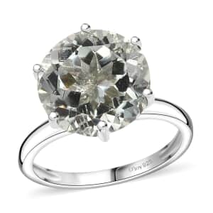 Montezuma Prasiolite 6.25 ctw Solitaire Ring in Rhodium Over Sterling Silver (Size 10.0)