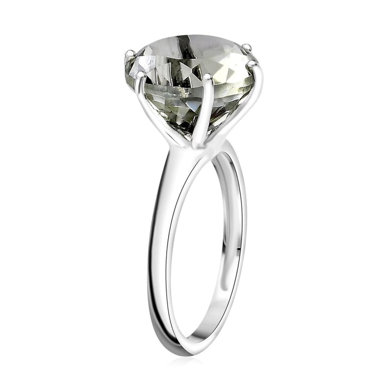 D'Joy Montezuma Prasiolite 6.25 ctw Solitaire Ring in Rhodium Over Sterling Silver (Size 10.0)