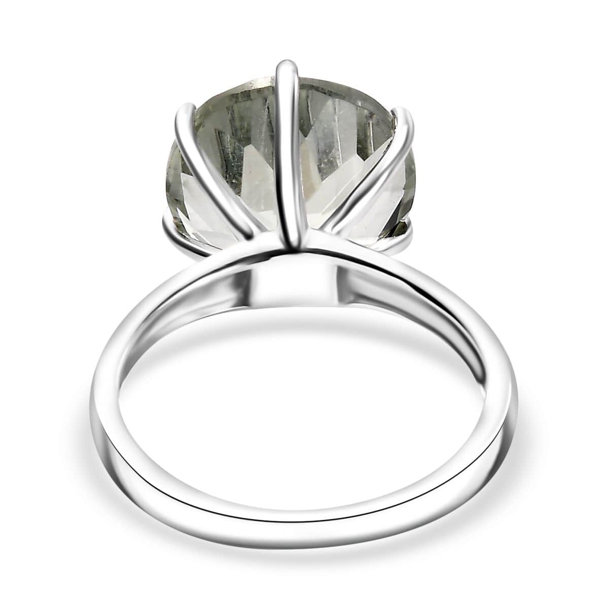 Montezuma Prasiolite 6.25 ctw Solitaire Ring in Rhodium Over Sterling Silver (Size 10.0) image number 4