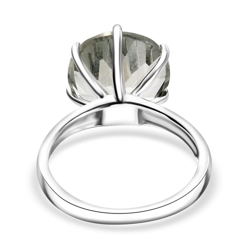 D'Joy Montezuma Prasiolite 6.25 ctw Solitaire Ring in Rhodium Over Sterling Silver (Size 10.0)