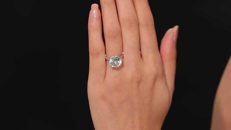 Montezuma Prasiolite 6.25 ctw Solitaire Ring in Rhodium Over Sterling Silver (Size 10.0)