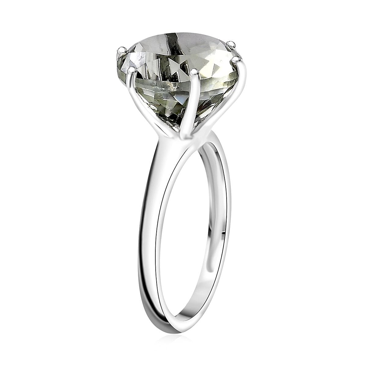 D'Joy Montezuma Prasiolite 6.25 ctw Solitaire Ring in Rhodium Over Sterling Silver (Size 7.0) image number 3