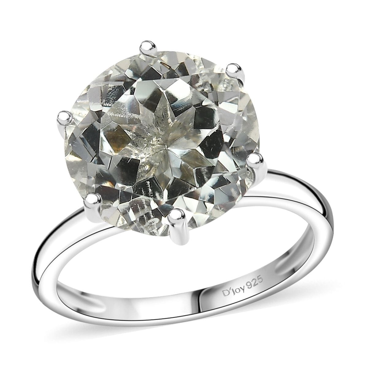 Montezuma Prasiolite 6.25 ctw Solitaire Ring in Rhodium Over Sterling Silver (Size 8.0) image number 0