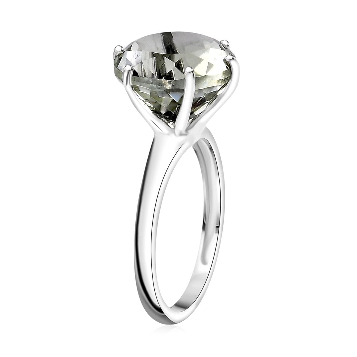Montezuma Prasiolite 6.25 ctw Solitaire Ring in Rhodium Over Sterling Silver (Size 8.0) image number 3