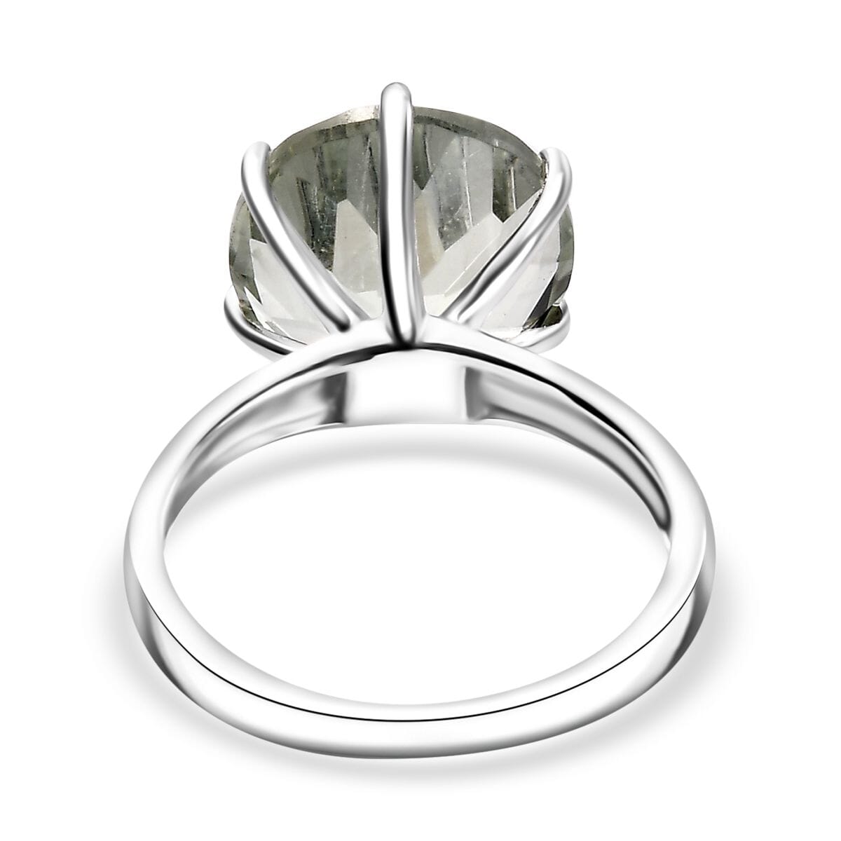Montezuma Prasiolite 6.25 ctw Solitaire Ring in Rhodium Over Sterling Silver (Size 8.0) image number 4