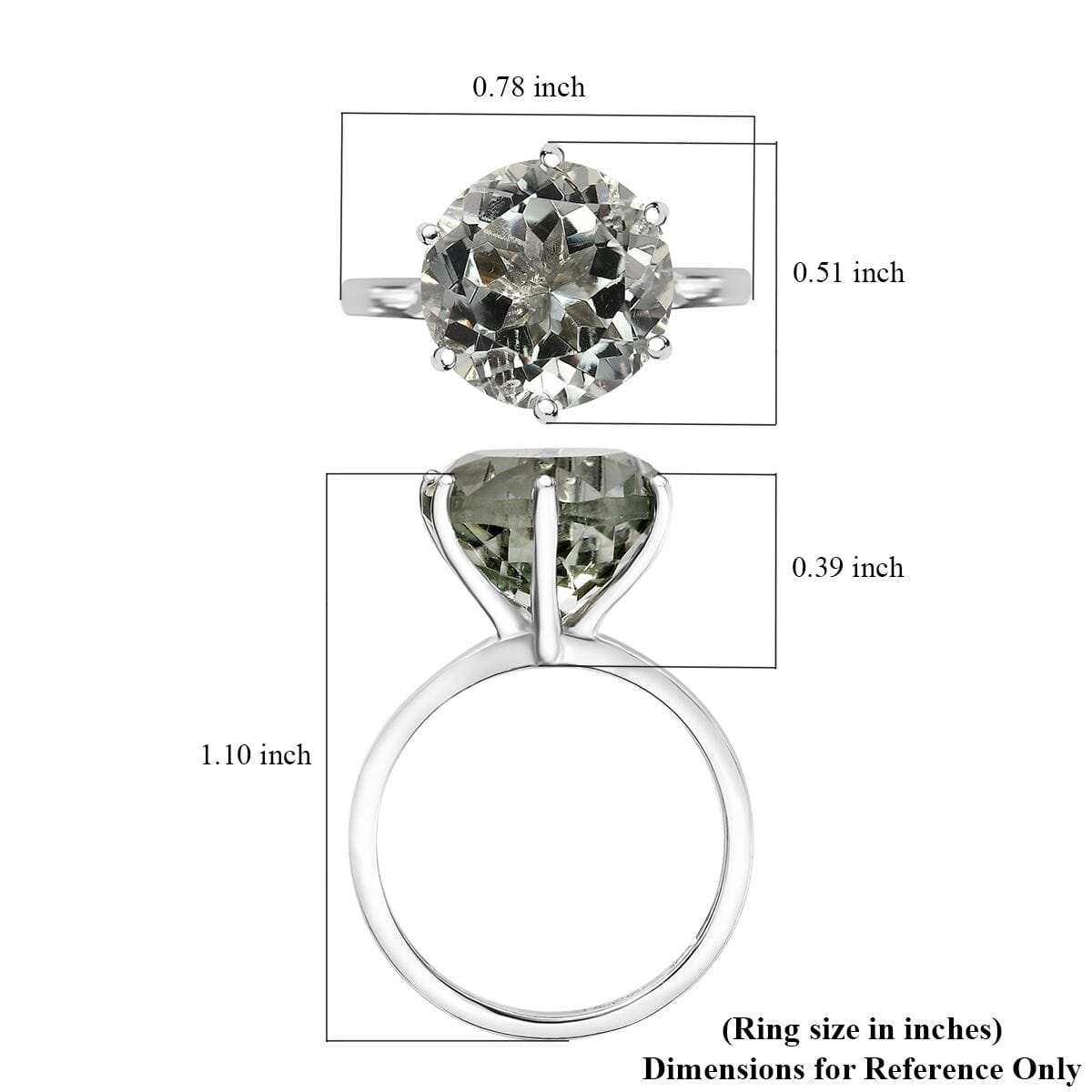 Montezuma Prasiolite 6.25 ctw Solitaire Ring in Rhodium Over Sterling Silver (Size 8.0) image number 5