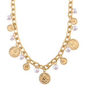 Simulated Pearl Charm Necklace in Goldtone 20 Inches