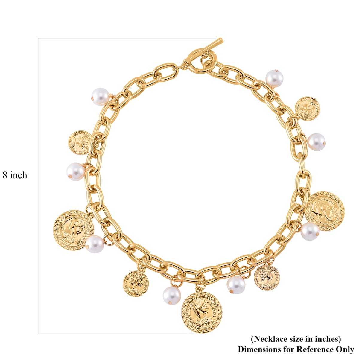 Simulated Pearl Charm Necklace in Goldtone 20 Inches image number 7
