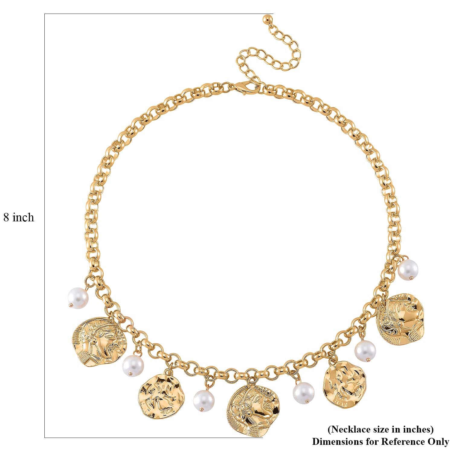 Simulated Pearl Charm Necklace in Goldtone 20-22 Inches