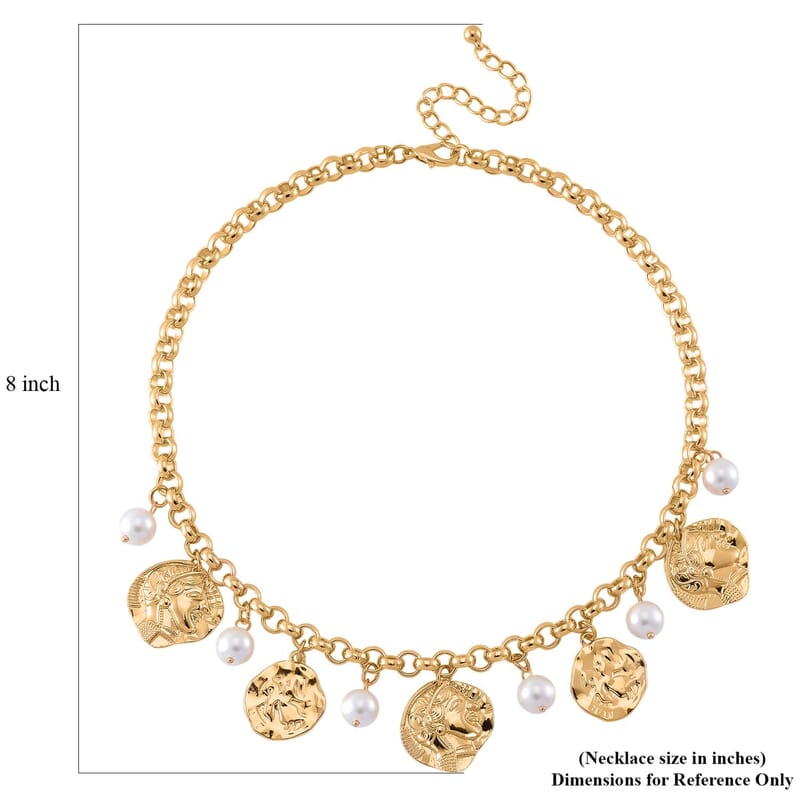 Simulated Pearl Charm Necklace in Goldtone 20-22 Inches