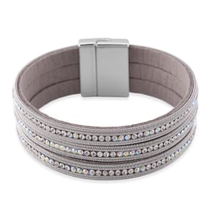 Value Buy White Aurora Borealis Austrian Crystal Bracelet in Silvertone (7.50 In)