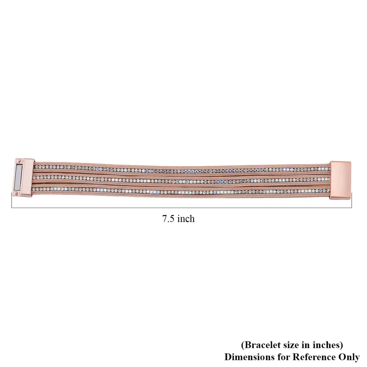White Aurora Borealis Austrian Crystal Bracelet in Rosetone (7.50 In) image number 6