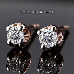 D'Joy Lab Grown Diamond I2 0.20 ctw Solitaire Stud Earrings in 18K Vermeil Rose Gold Over Sterling Silver (Del. In 8-10 Days)