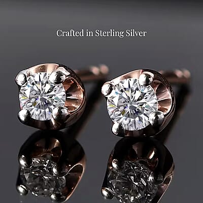 D'Joy Lab Grown Diamond I2 0.20 ctw Solitaire Stud Earrings in 18K Vermeil Rose Gold Over Sterling Silver