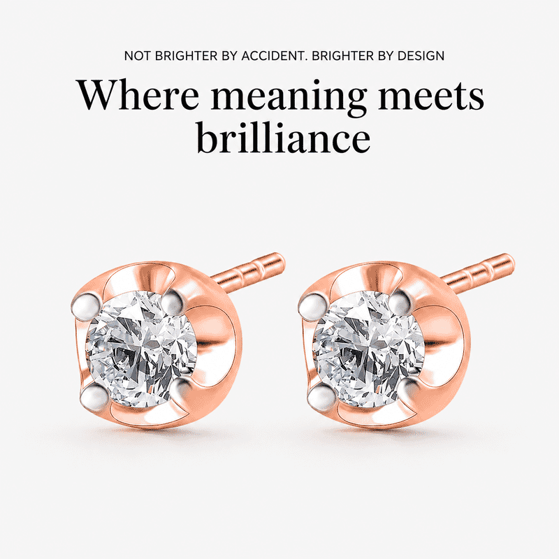 D'Joy Lab Grown Diamond I2 0.20 ctw Solitaire Stud Earrings in 18K Vermeil Rose Gold Over Sterling Silver