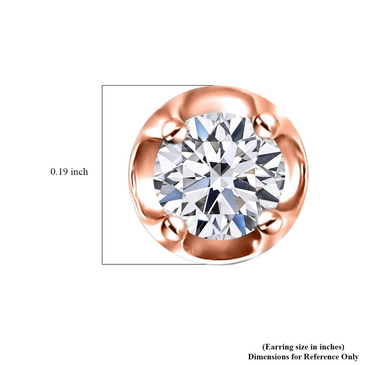 Luxuriant Lab Grown Diamond I2 Solitaire Stud 0.20 ctw Earrings in 18K Vermeil Rose Gold Over Sterling Silver image number 5