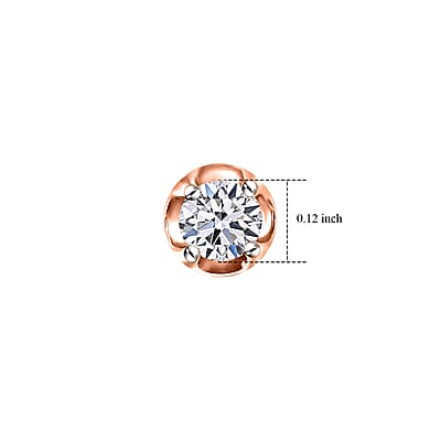 D'Joy Lab Grown Diamond I2 0.20 ctw Solitaire Stud Earrings in 18K Vermeil Rose Gold Over Sterling Silver