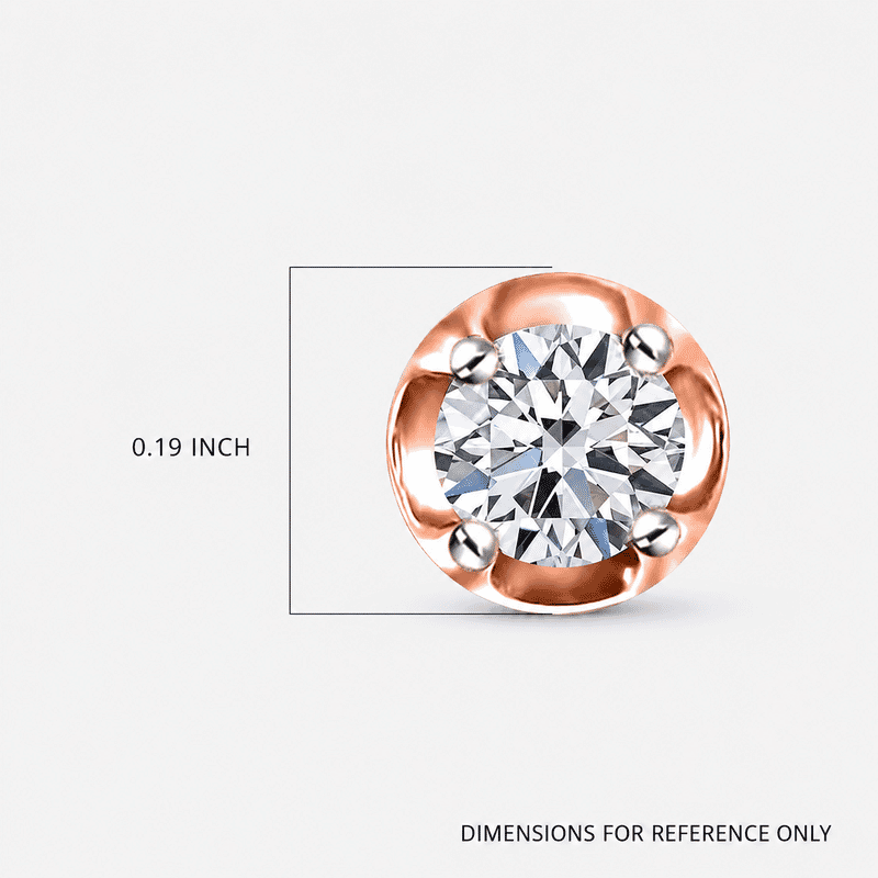 D'Joy Lab Grown Diamond I2 0.20 ctw Solitaire Stud Earrings in 18K Vermeil Rose Gold Over Sterling Silver