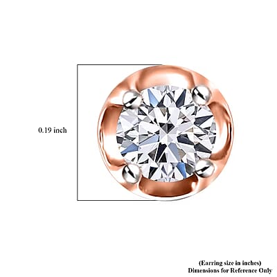 D'Joy Lab Grown Diamond I2 0.20 ctw Solitaire Stud Earrings in 18K Vermeil Rose Gold Over Sterling Silver