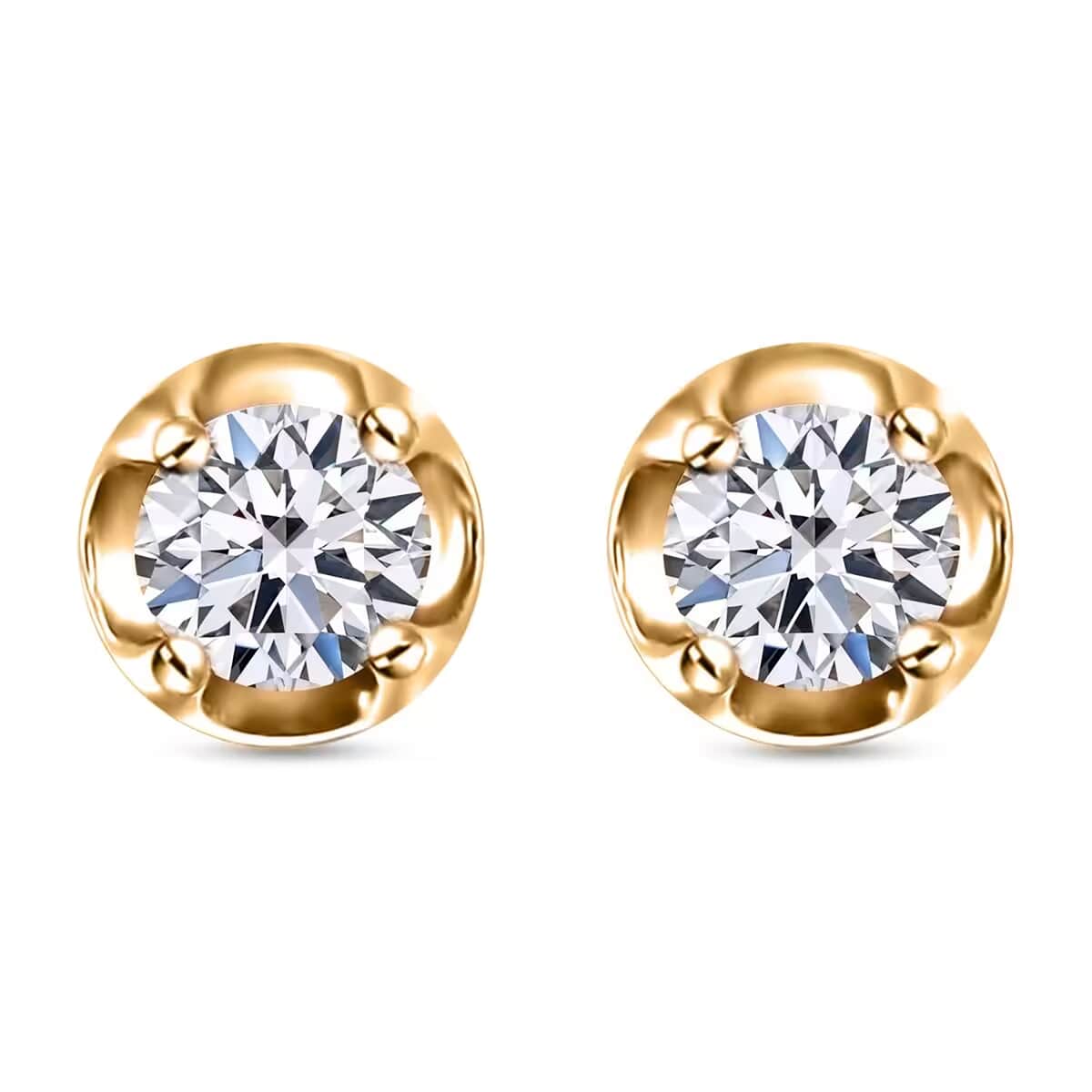 Luxuriant Lab Grown Diamond (I2) 0.20 ctw Solitaire Stud Earrings in 18K Vermeil Yellow Gold Over Sterling Silver image number 0