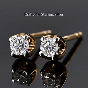 D'Joy Lab Grown Diamond (I2) 0.20 ctw Solitaire Stud Earrings in 18K Vermeil Yellow Gold Over Sterling Silver (Del. In 8-10 Days)