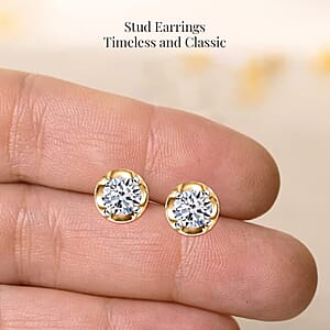 D'Joy Lab Grown Diamond (I2) 0.20 ctw Solitaire Stud Earrings in 18K Vermeil Yellow Gold Over Sterling Silver (Del. In 8-10 Days)